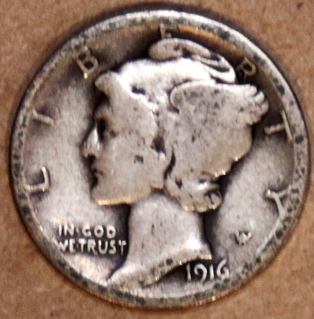 1916-P Mercury Silver Dime - Good/Very Good - #6820CA - 