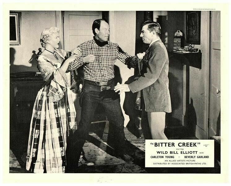 Bitter Creek Original Lobby Card Wild Bill Elliott Veda Ann Borg 1954 Western