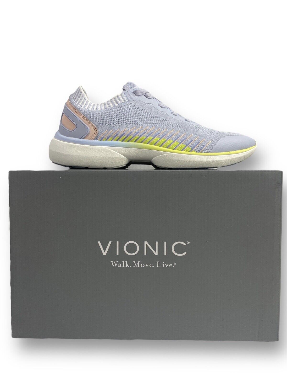 NEW Vionic Women\'s EMBOLDEN Knit Orthotic Walking Sneakers Shoes SZ 8 Blue Haze