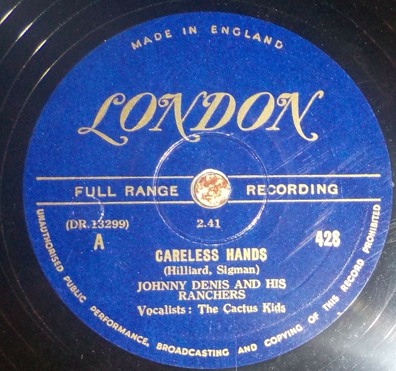 Johnny Denis & Ranchers 78 Careless Hands / Old Pardner EE- B10