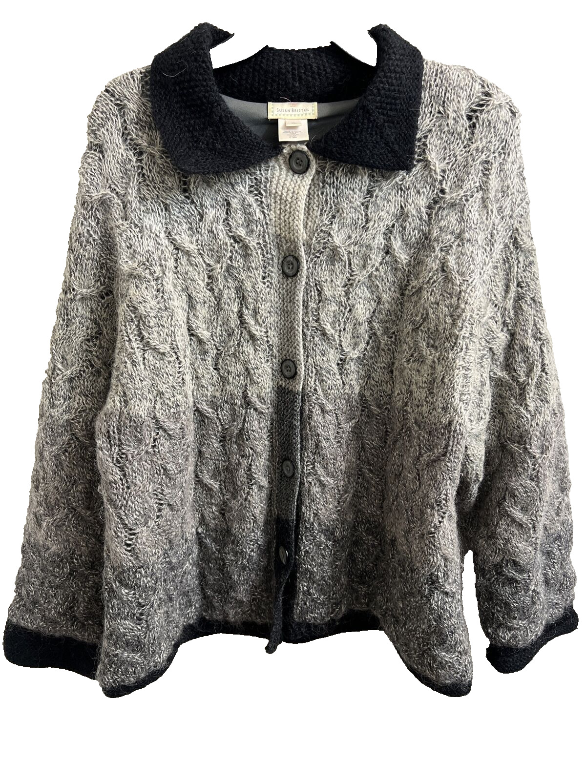 Susan Bristol Women\'s XL Coat Hand Knit Mohair Sweater lined Wool Ombre