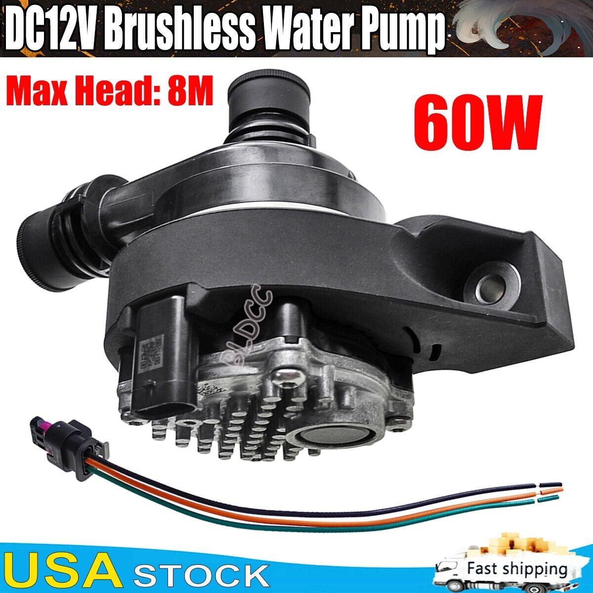 DC12V Brushless Water Pump 60W 40L/M High-flow Engine Auxiliary Circulation Pump
