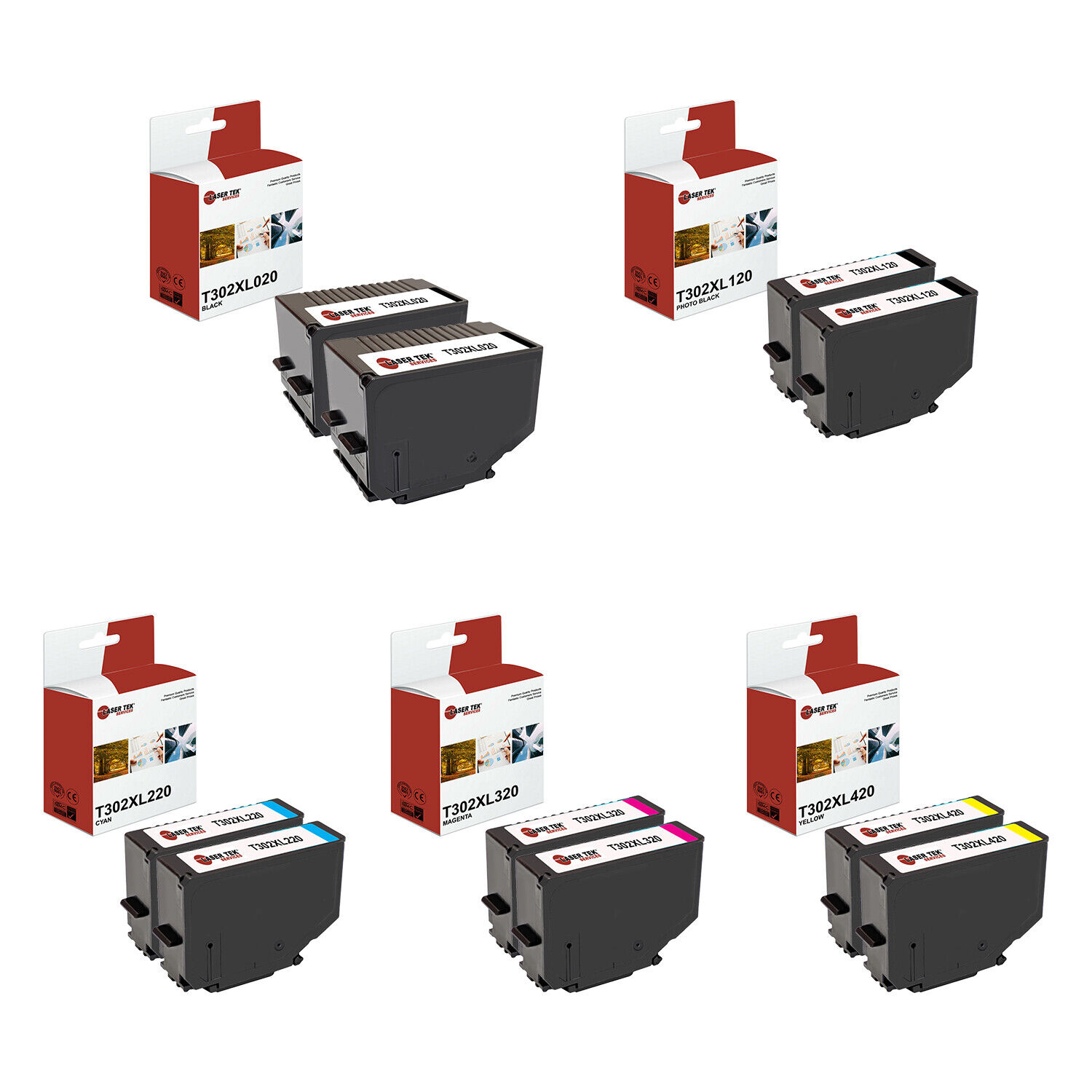 10Pk LTS 302XL BCMY HY Remanufactured for Epson Expression Premium XP-6000 Ink