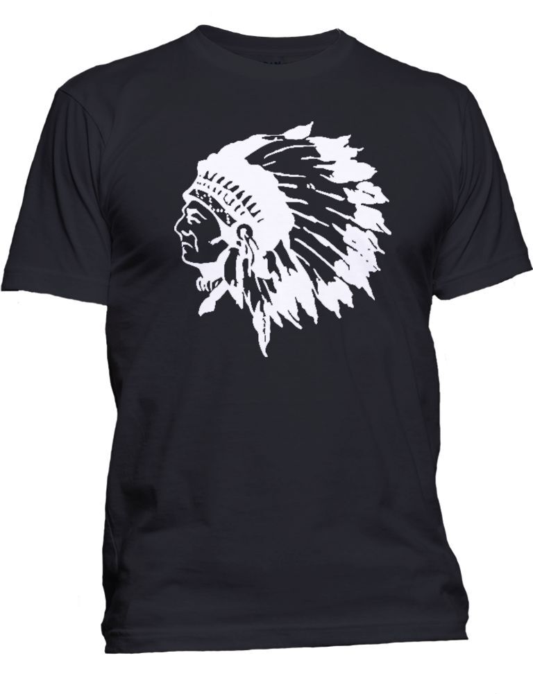 New Men's Black Hawk Indian Chief T-Shirt Native American Athletic Sports Tee