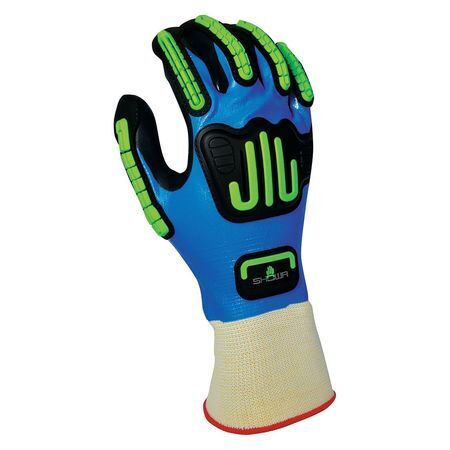 Showa 377Ipxxl-10 Nitrile Impact Coated Gloves, Full Coverage, Black/Blue, 2Xl,