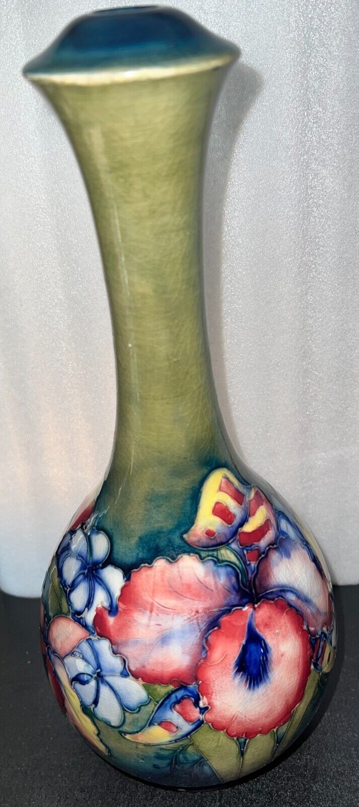 Vintage Moorcroft Pottery England Orchid Pattern Table Lamp