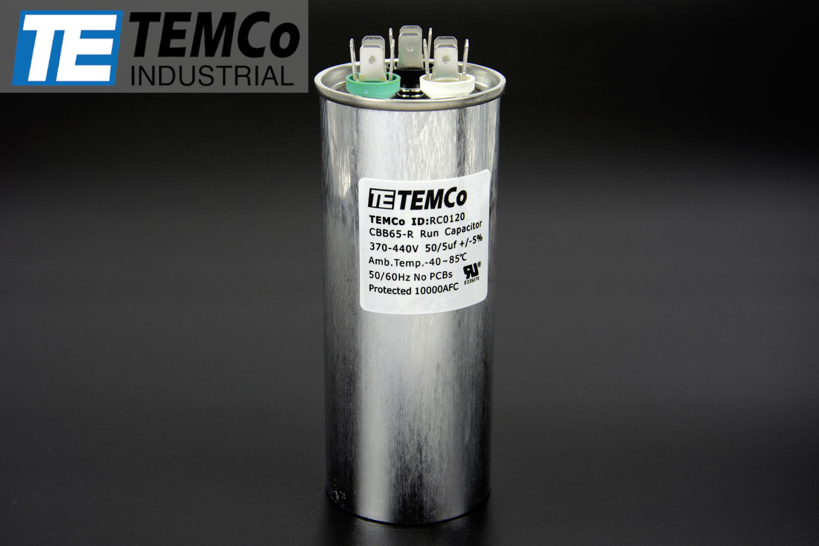 TEMCo 50+5 uf/MFD 370-440 VAC volts Round Dual Run Capacitor 50/60 Hz -Lot-1