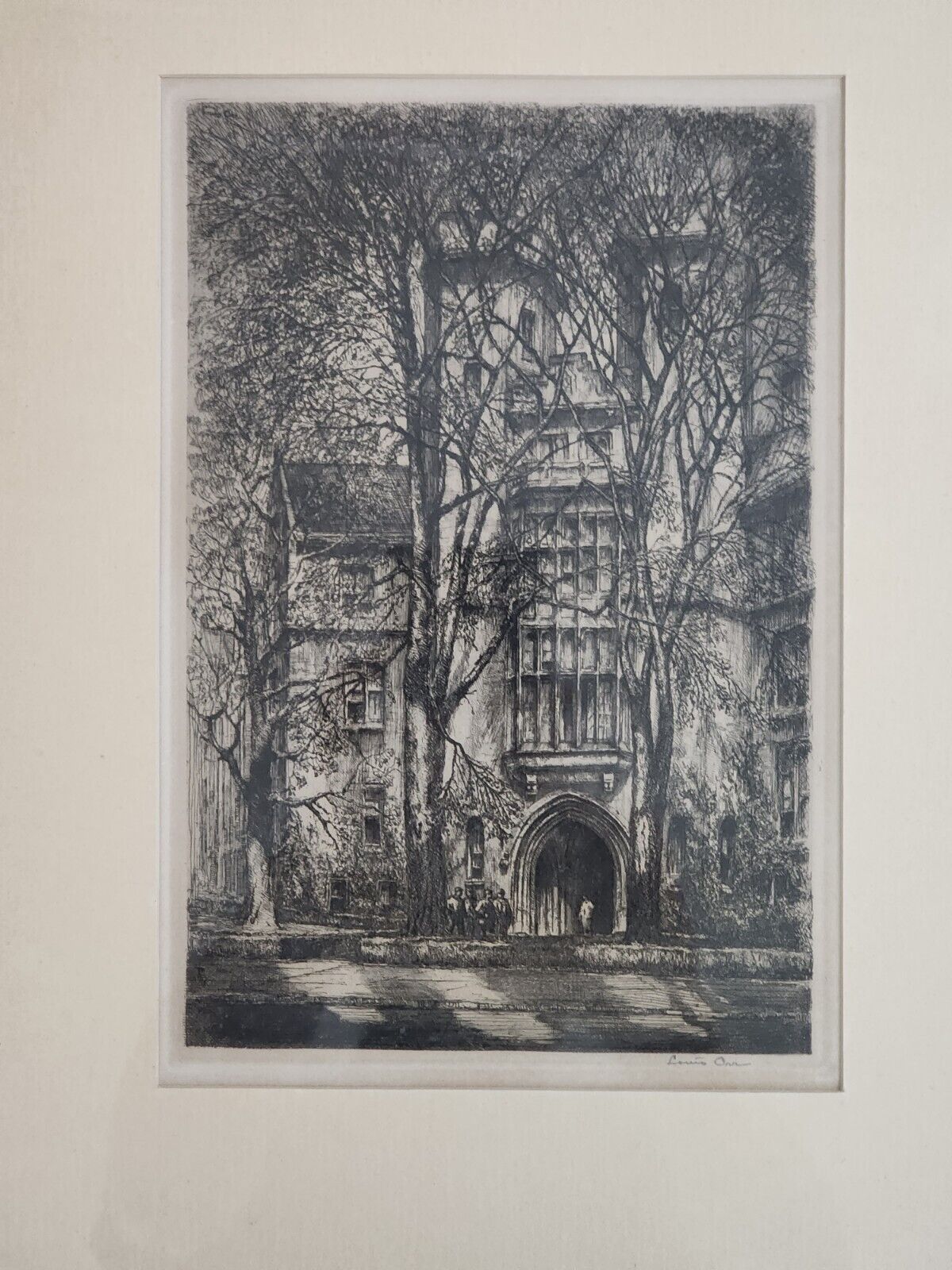 RARE LOUIS ORR Etchings of Yale 1920 Painting Etch Sketch Framed Beautiful Shape