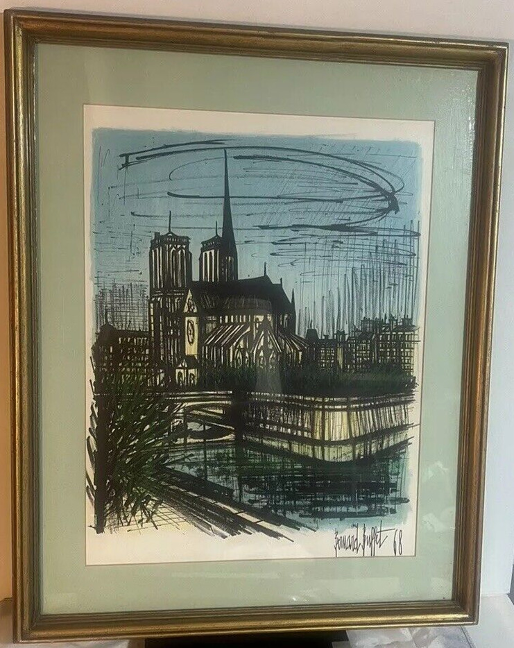 Bernard Buffet Notre Dame de Paris Original Lithograph Signed in Plate $0 Ship