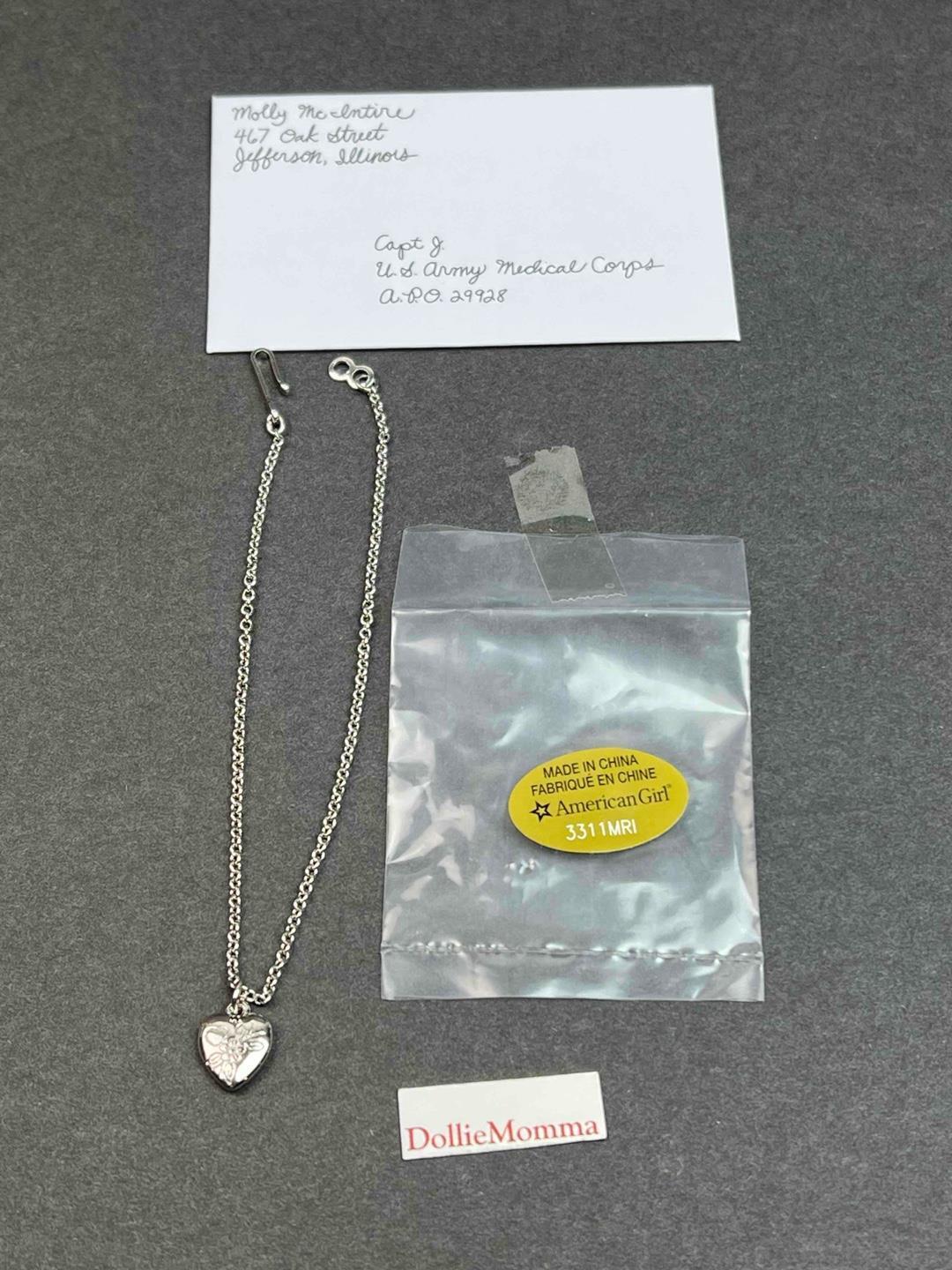 New American Girl Molly Heart Necklace~Letter from Father~Meet Accessories 2022
