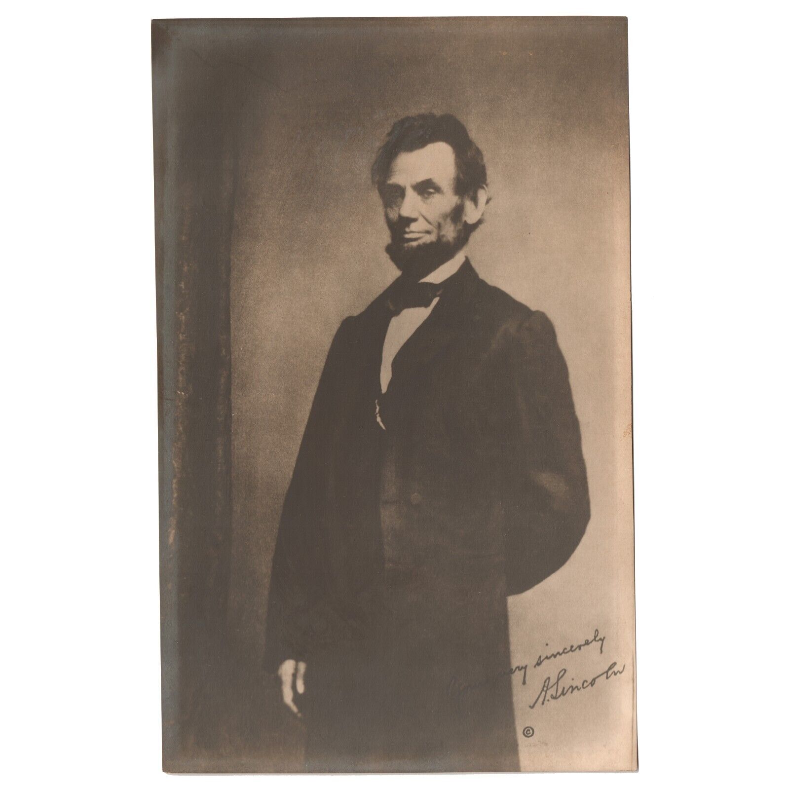 1910 Frederick Hill Meserve reprint of Mathew Brady 1861-65 Signed Lincoln photo