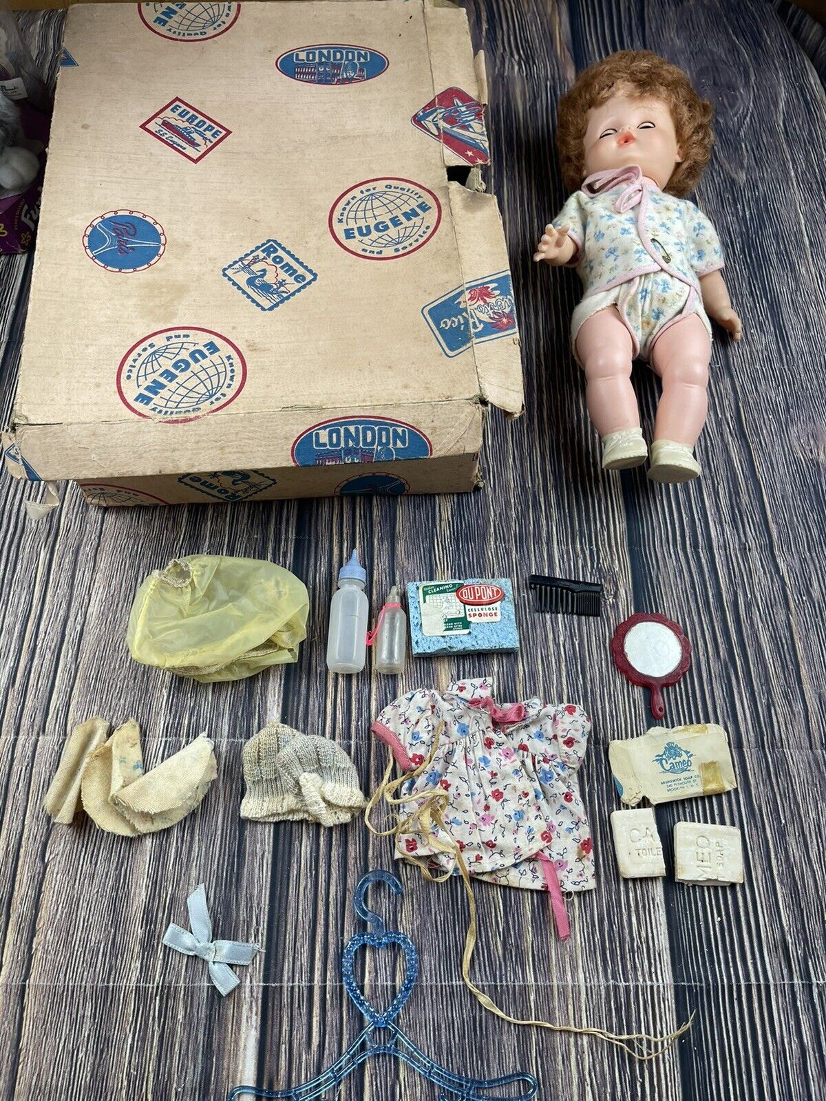 Vintage Eugene 13” Baby Doll With Original Carrying Case & Accessories 