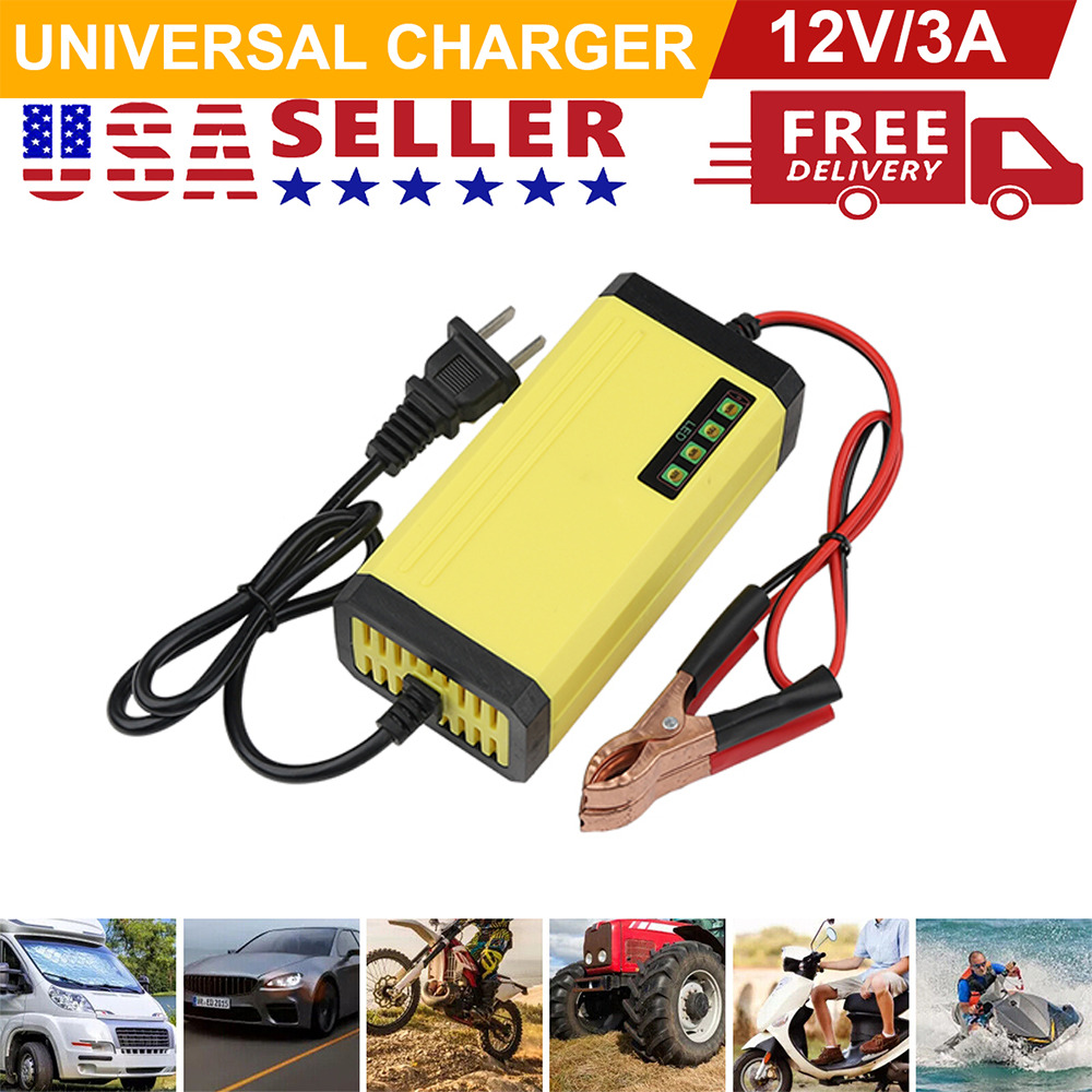 12V Car Battery Charger Maintainer Auto Trickle RV for Truck Motorcycle Portable