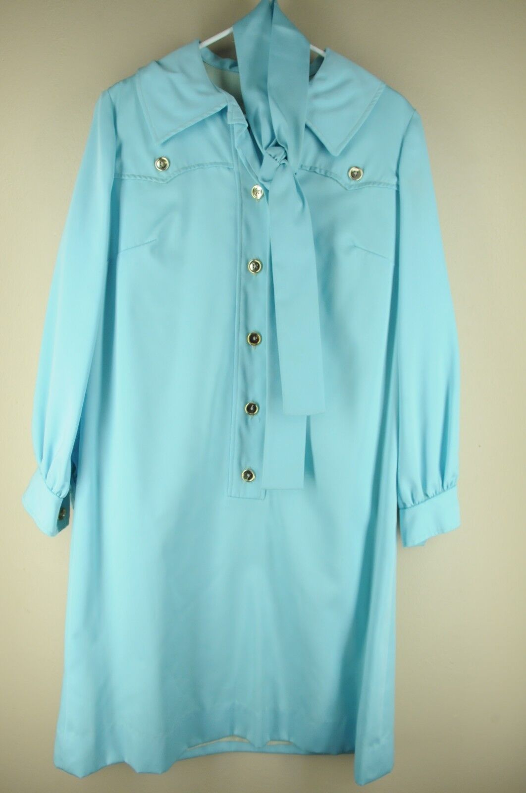 Vintage Norman Wiatt Women\'s Paled Turquoise 60\'s Dress L Large