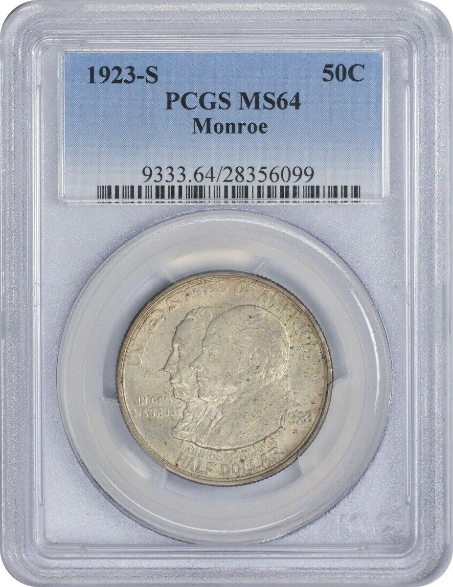 1923-S Monroe Commemorative Silver Half MS64 PCGS