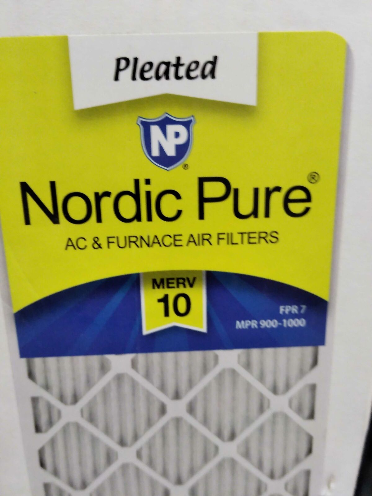 20 x 20 x 1 Pleated MERV 10 - FPR 7 Air Filter (3-Pack) by Nordic Pure