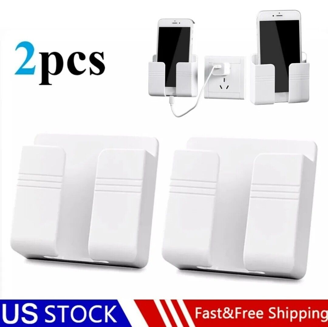 2 X Holder Wall Mounted Mobile Phone Charging Organizer Storage Box Stand Rack