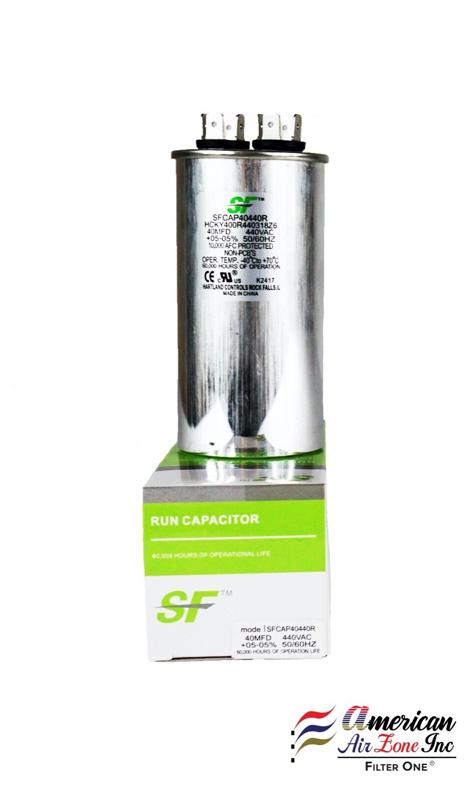 TRANE Run Capacitor - 40 MFD - 370/440V - (1 Pack) - Motor Run Capacitor - Round