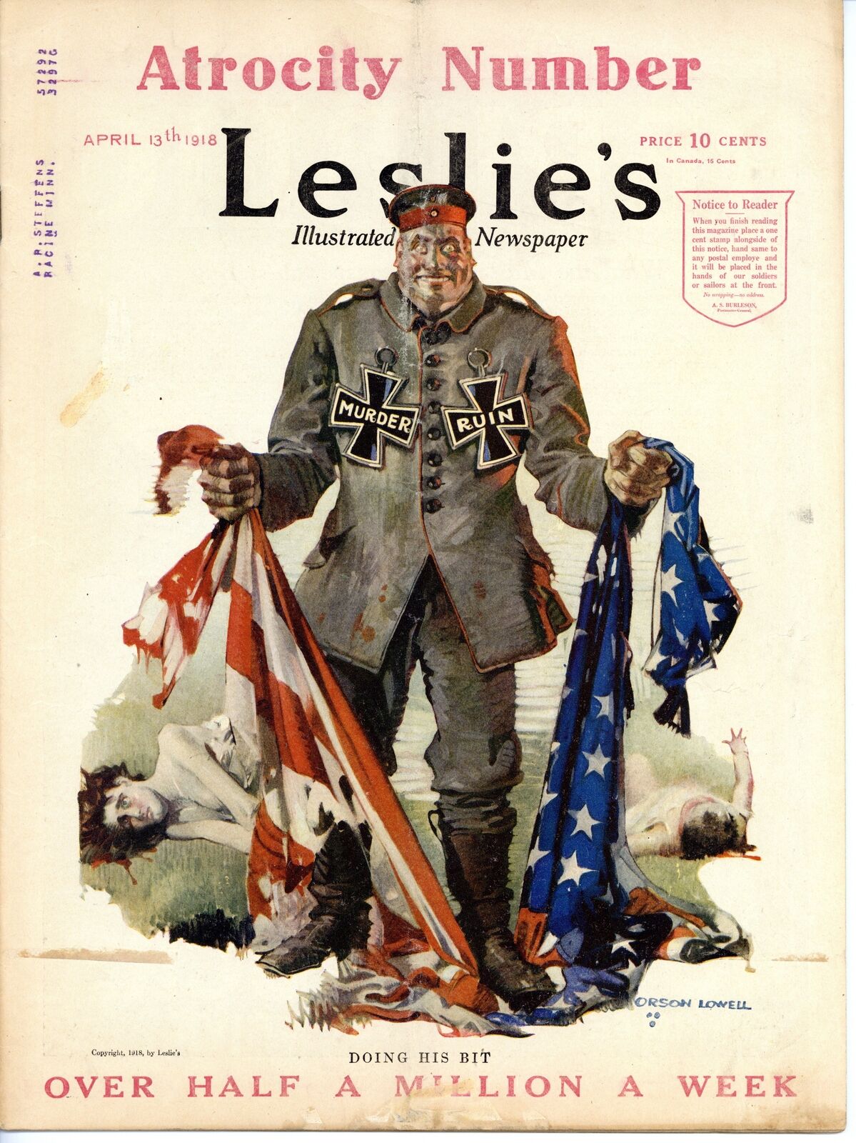 Leslie\'s Illustrated Weekly Magazine #3266 VG 1918