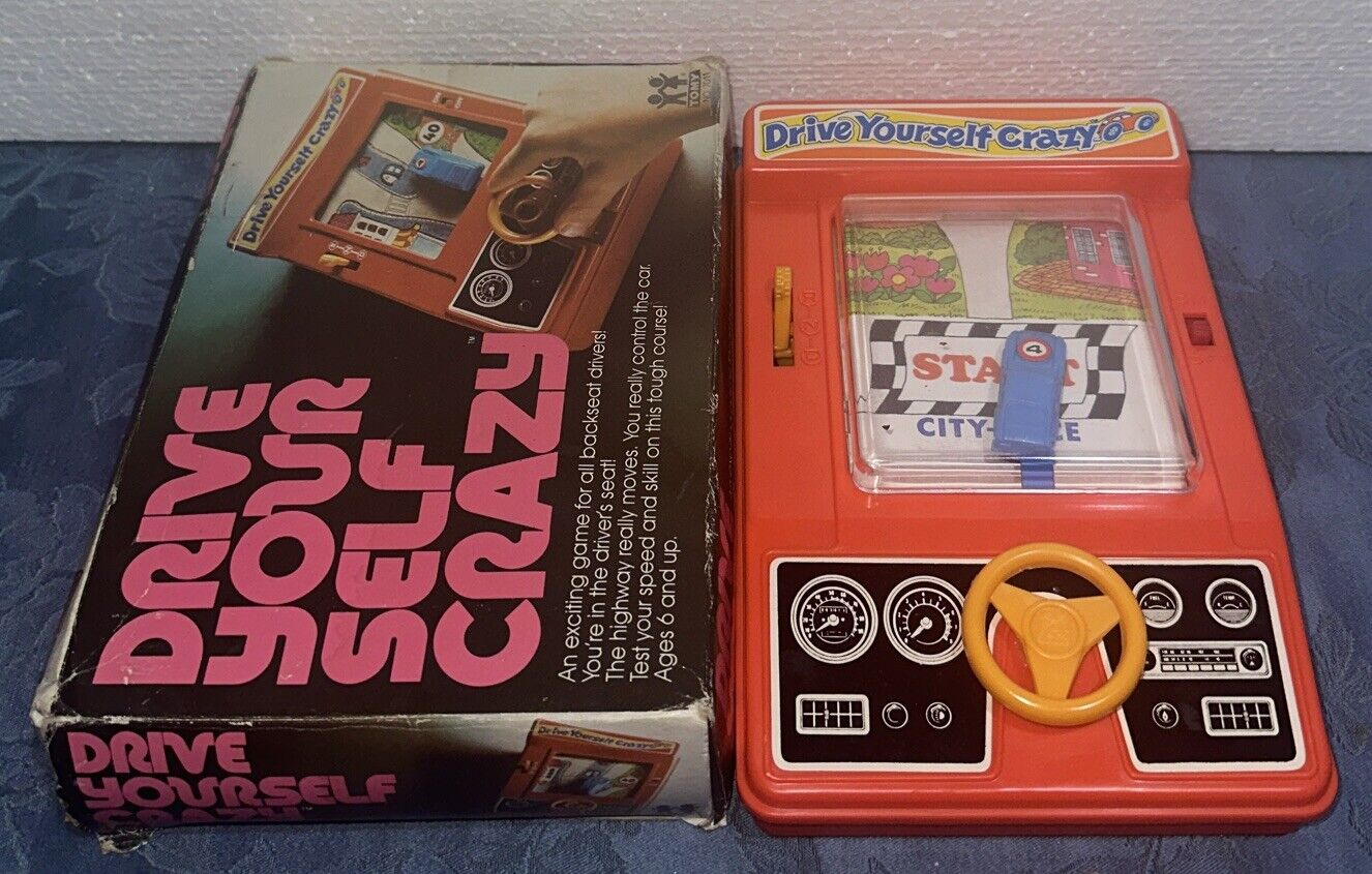 Vintage 1976 Drive Your Self Crazy Game In Box Tomy Electronic Handheld Boxed