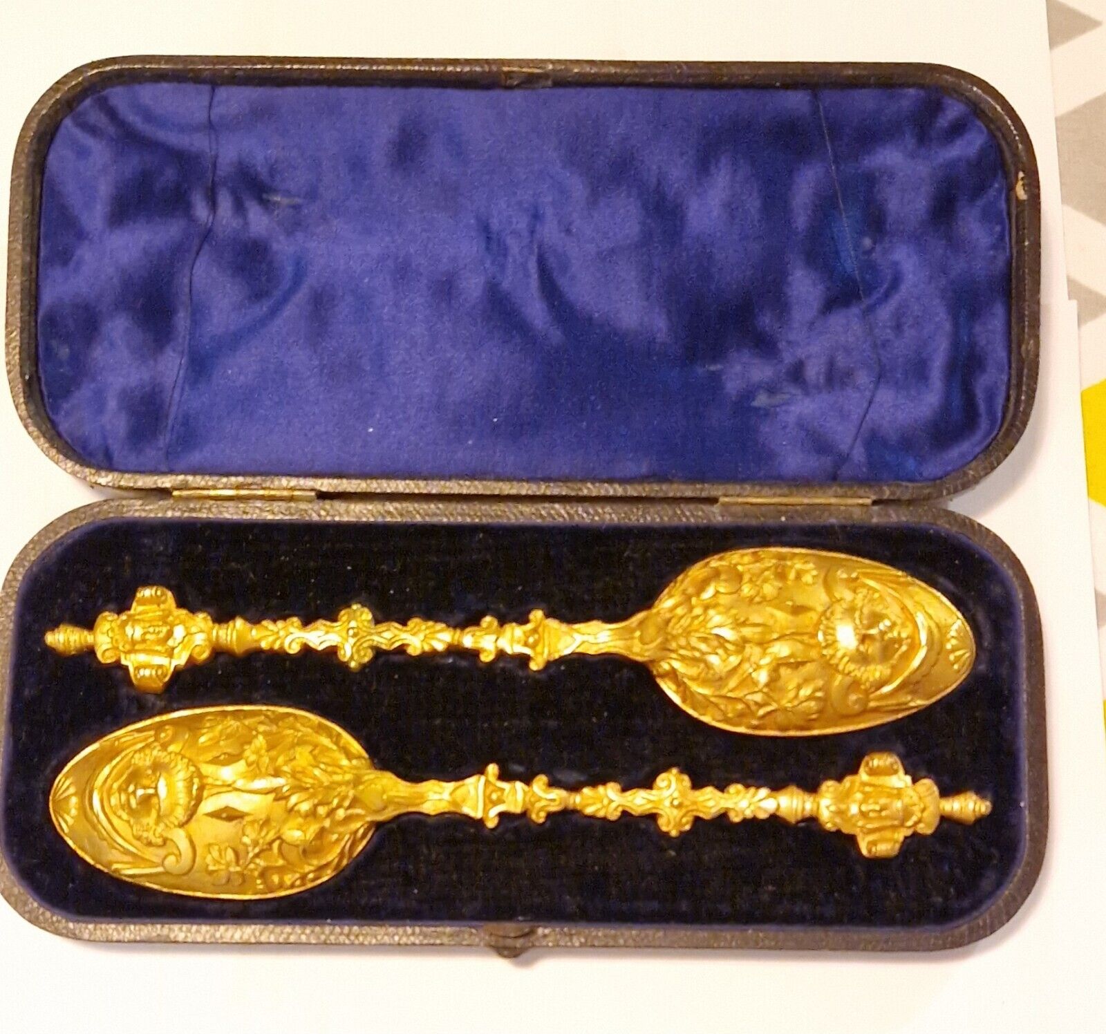 Stunning Antique Louis XIV Style Gilt Cased Spoons