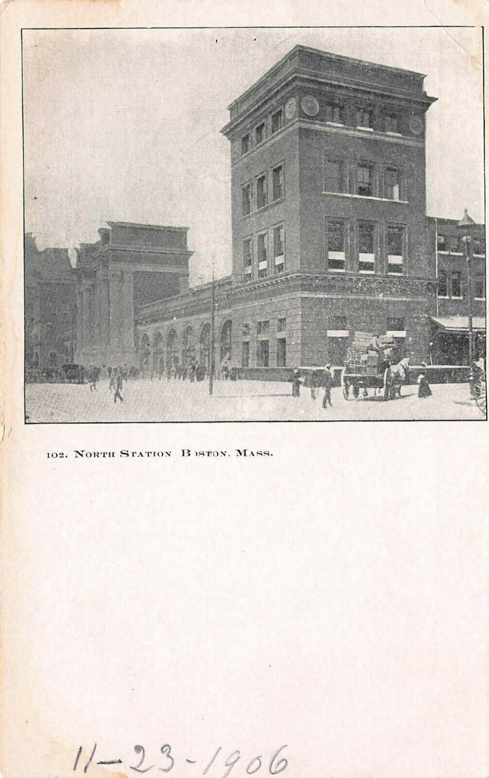 North Station, Boston, Massachusetts, Early Postcard, Used in 1906