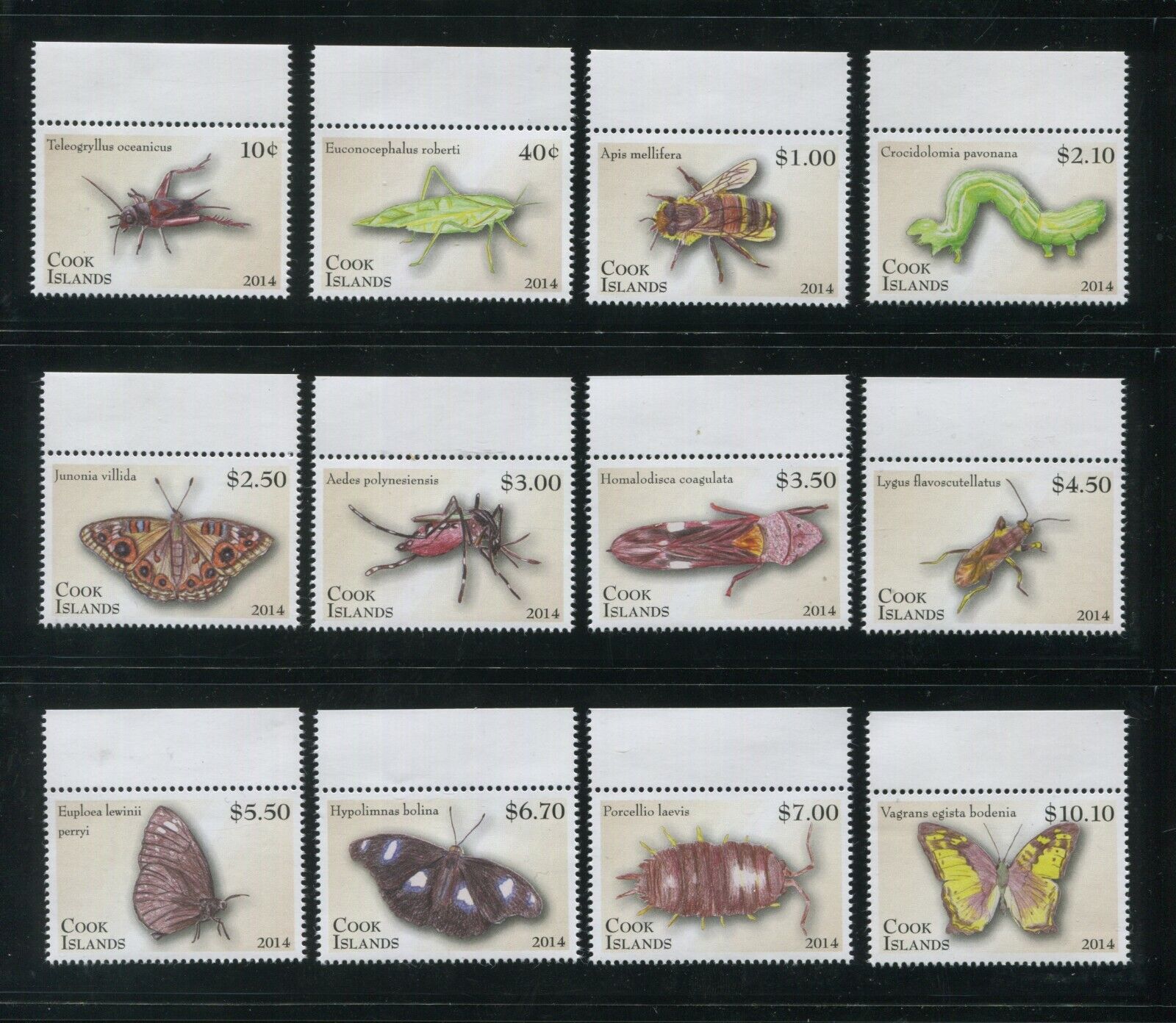 2014 Cook Islands Insects Postage Stamp Sheet #1491-1502 Mint Never Hinged Set
