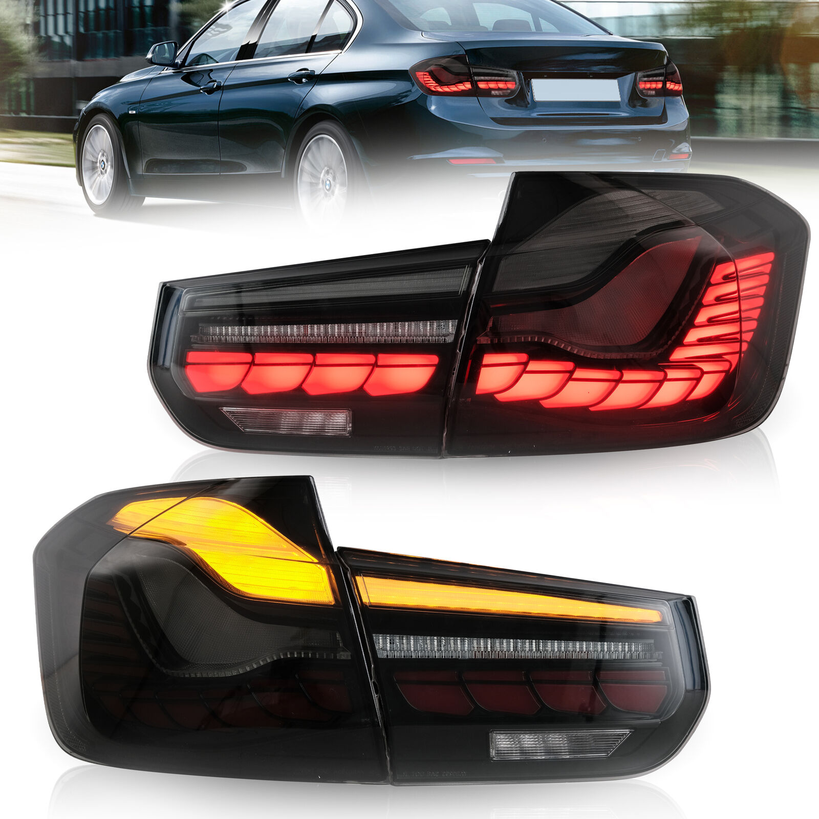 VLAND GTS LED Rear Tail Lights w/Sequential For 2012-18 BMW 3 Series F30 F35 F80