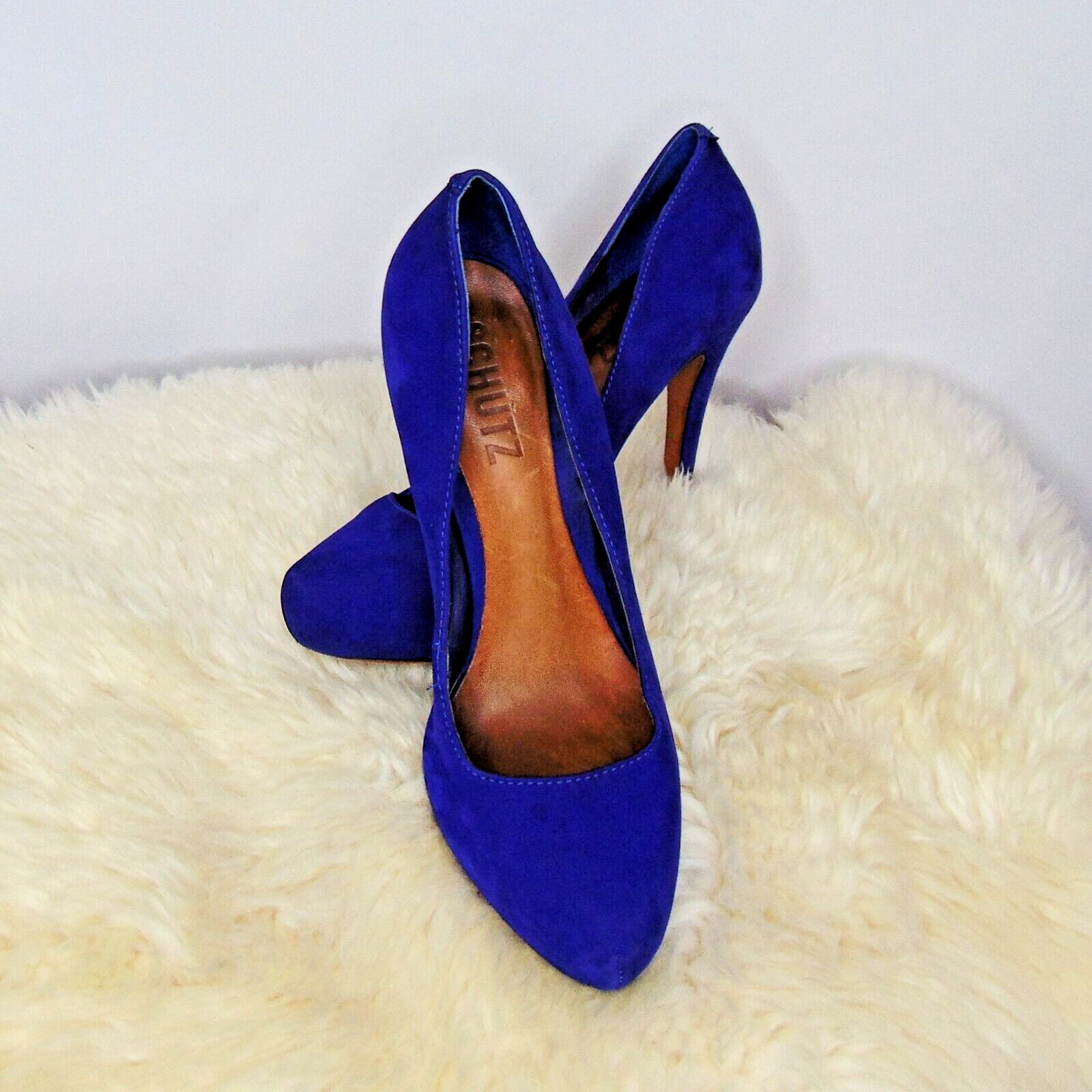 Schutz Womens suede leather blue purple high heel pumps size 8