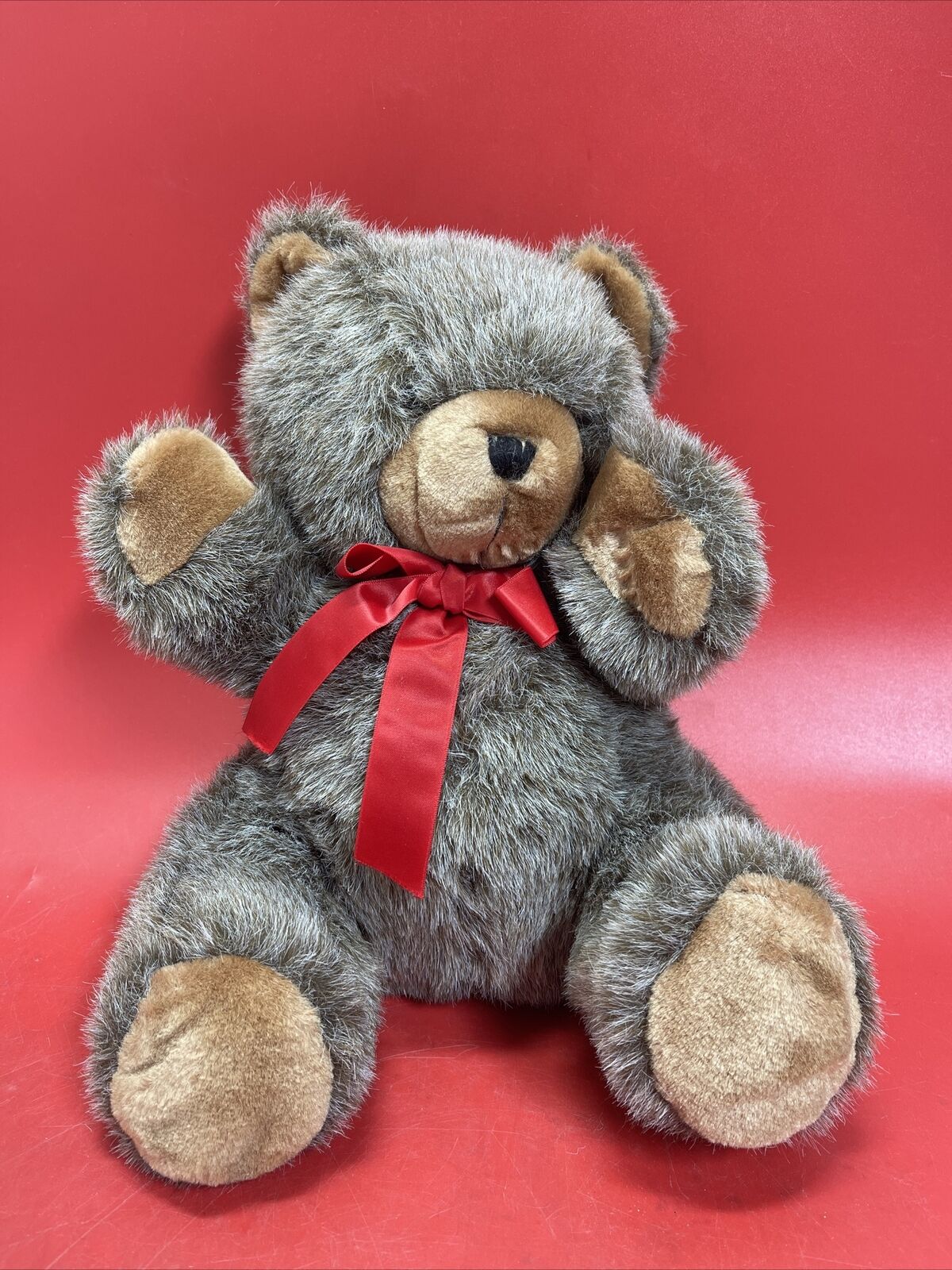 Vintage Teddy Bear with Red Bow, 1972