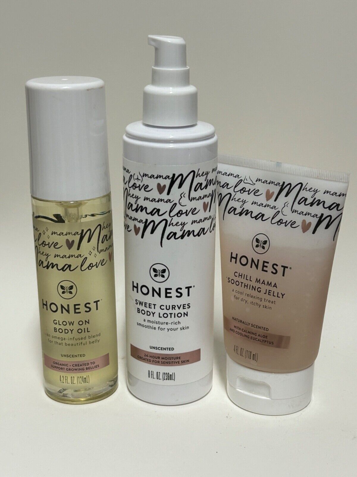 Honest Mama Love- 3 Piece Set- Glow On Body Oil- Body Lotion- Soothing Jelly