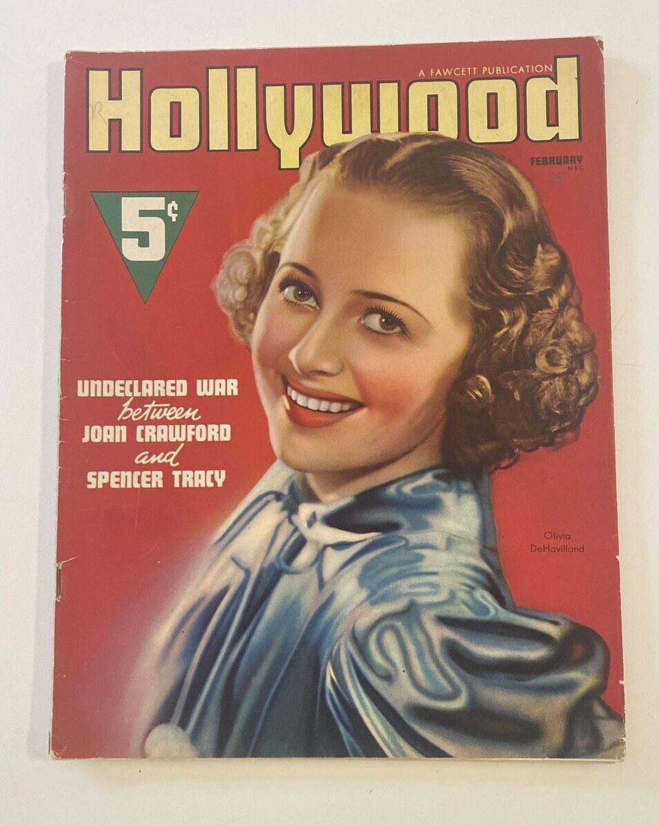 Hollywood Magazine February 1938 Olivia DeHaviland, Joan Crawford, Spencer Tracy