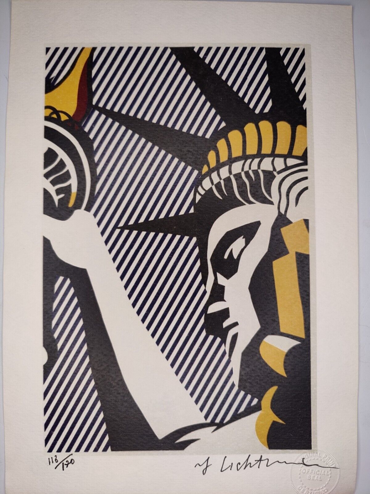 Roy Lichtenstein COA Vintage Signed Art Print on Paper Limited Edition Signed