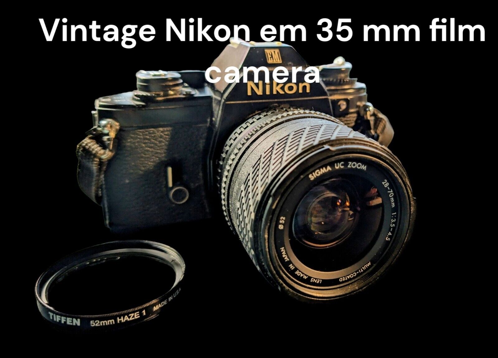 Vintage Nikon EM 35mm SLR Camera Sigma 35-70mm Lens Bundle TESTED WORKS