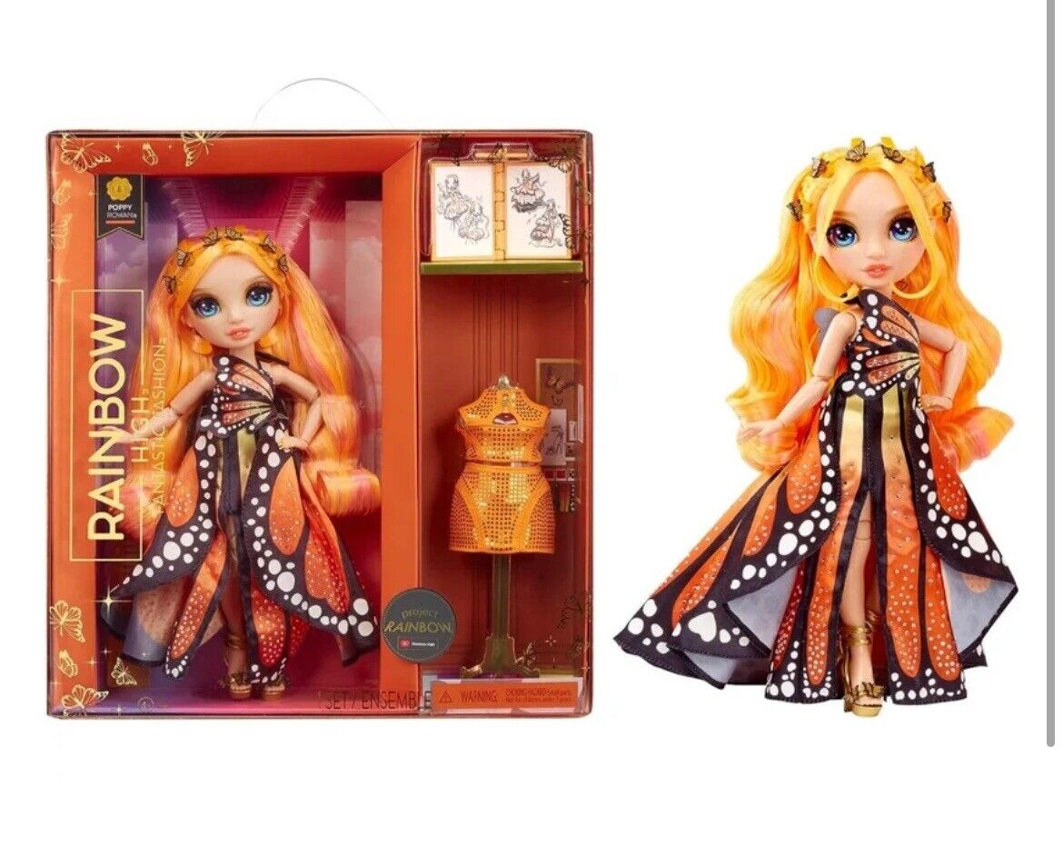 Rainbow High Fantastic Fash ion Poppy Rowan Orange 11” Fashion Doll & 2 Outfits