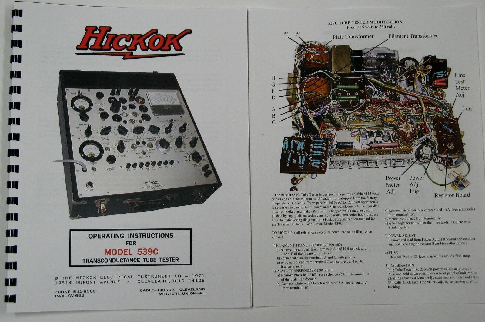 *USA* Hickok 539C ULTIMATE Tube Tester MANUAL W/COLOR PICTURES SCHEMATIC
