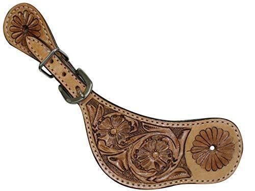 Showman Ladies Leather Spur Straps w/ Floral Tooling