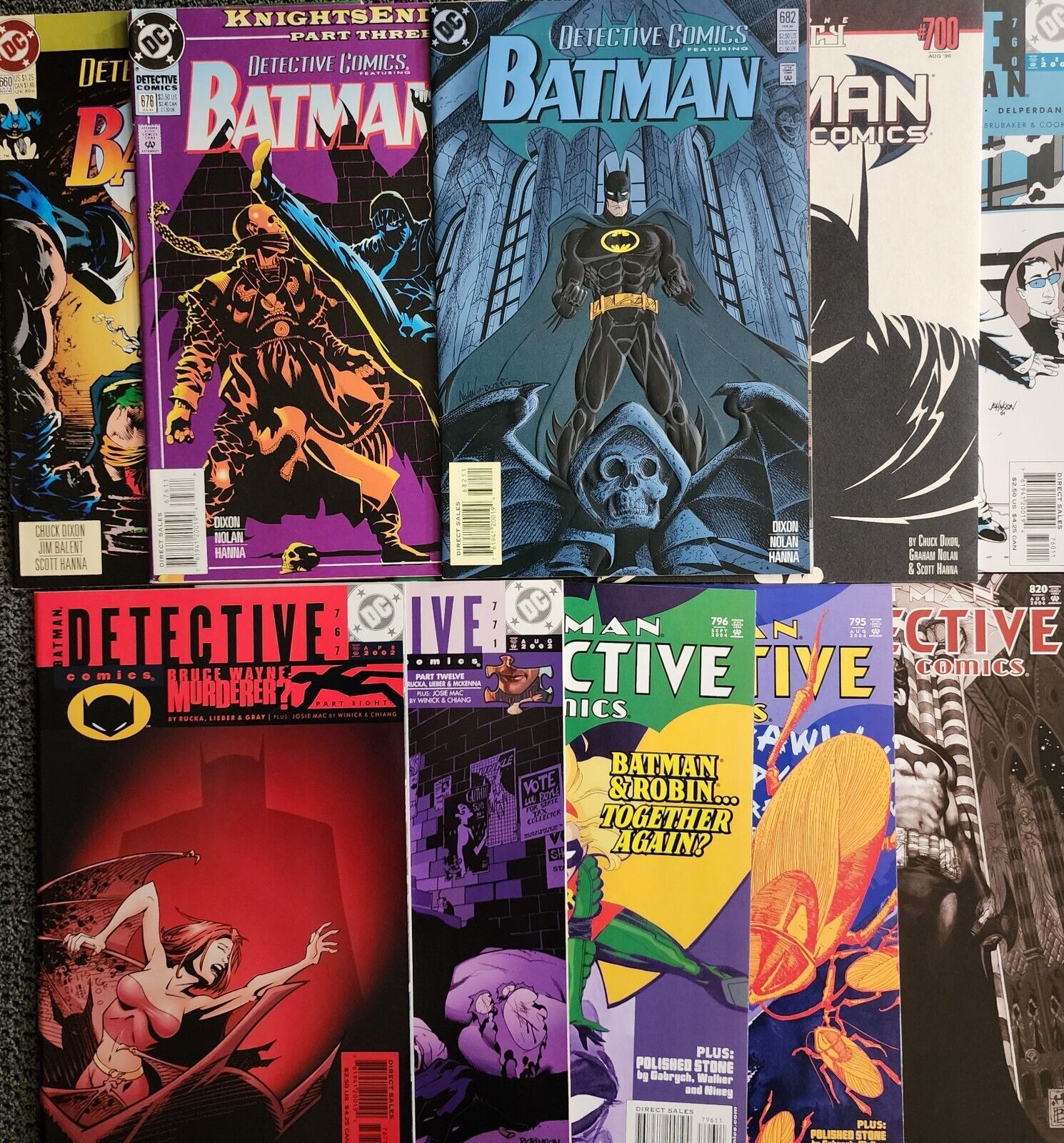 Detective Comics #660-820 DC Comic Book Lot 10 Total Batman Robin Joker Key 700