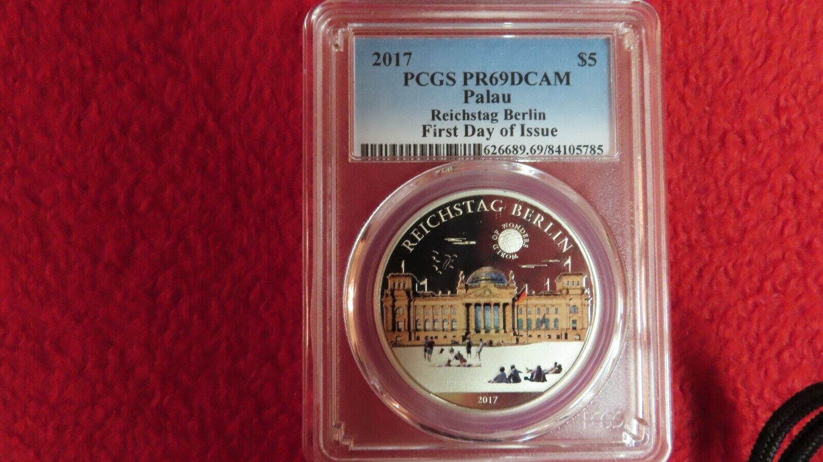 2017 Palau Large  Proof Color Silver $5 Berlin Reichstag PCGS PR 69