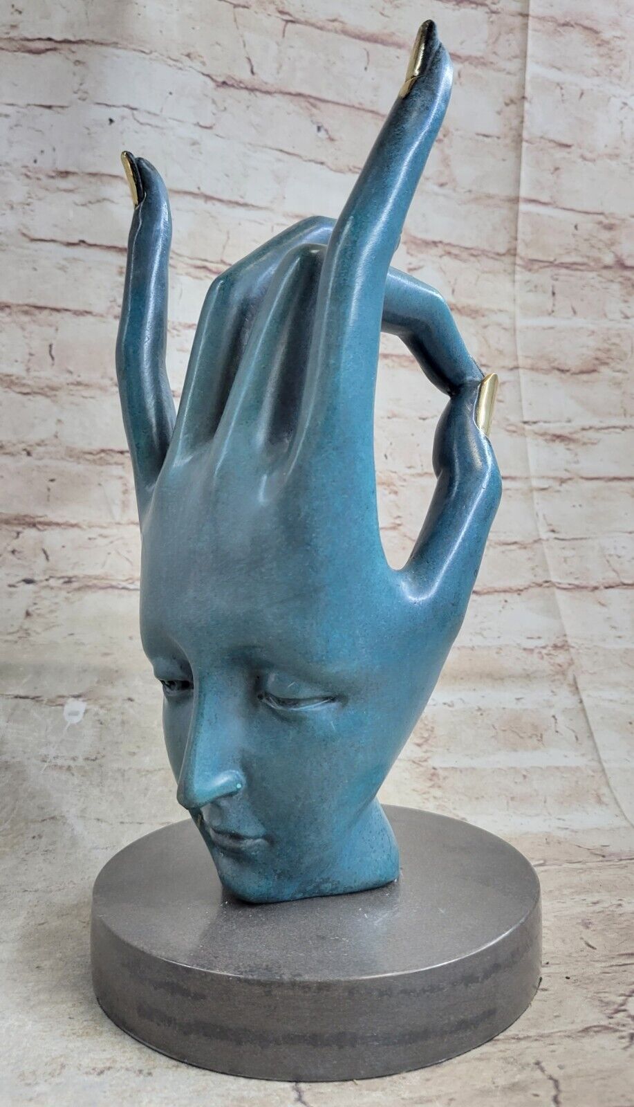 Rare Hot Cast by Lost Wax Method Ok Gesture by Salvador Dali Bronze Figurine Art
