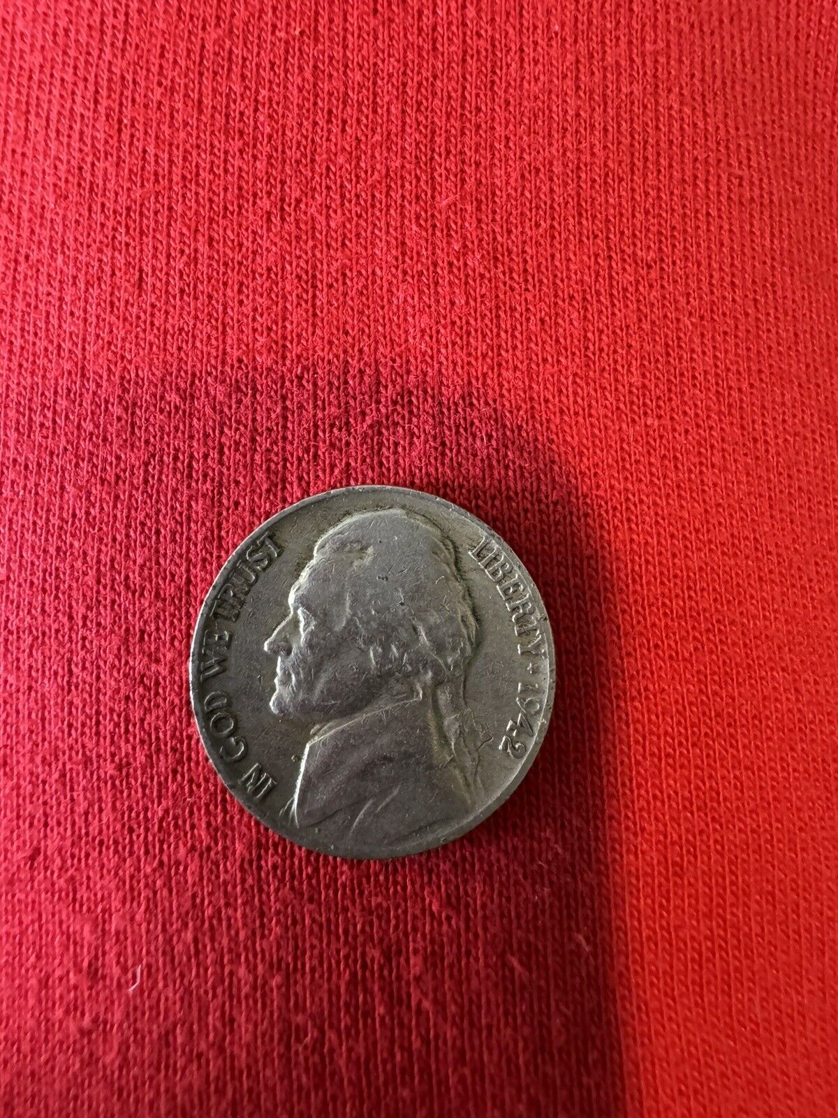 1942 (WAR NICKEL) Nickel No Mint Mark. Good Condition