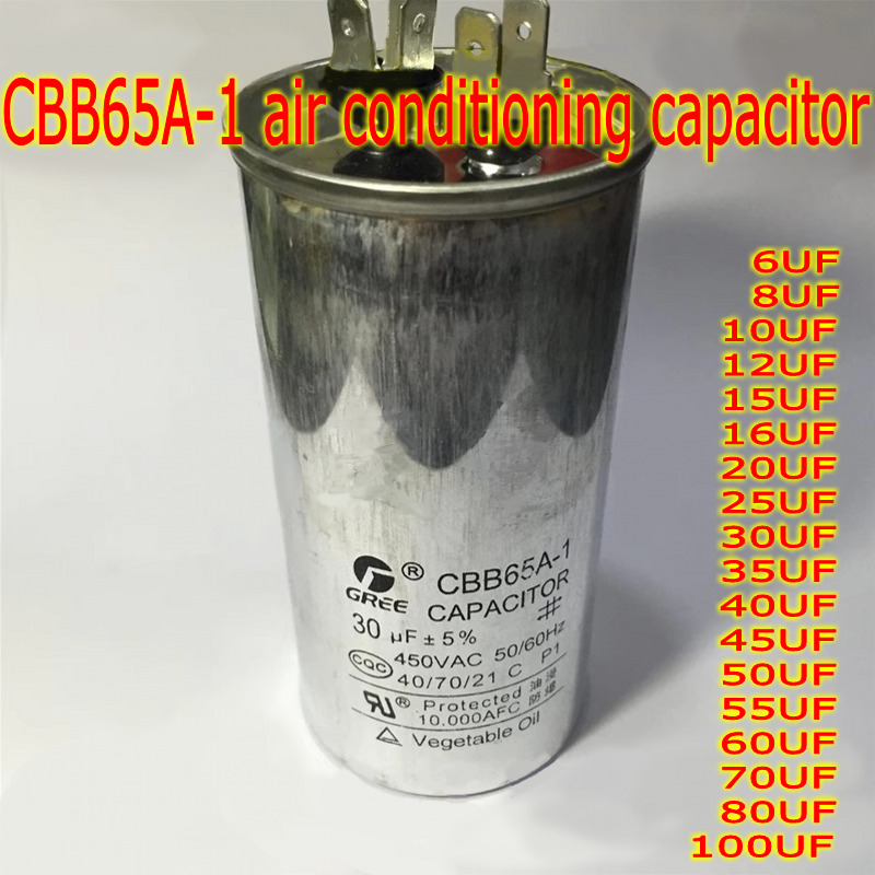 6/8/10/35/40/60/70/80/100UF 450VAC CBB65A-1 Air Conditioning Starting Capacitor