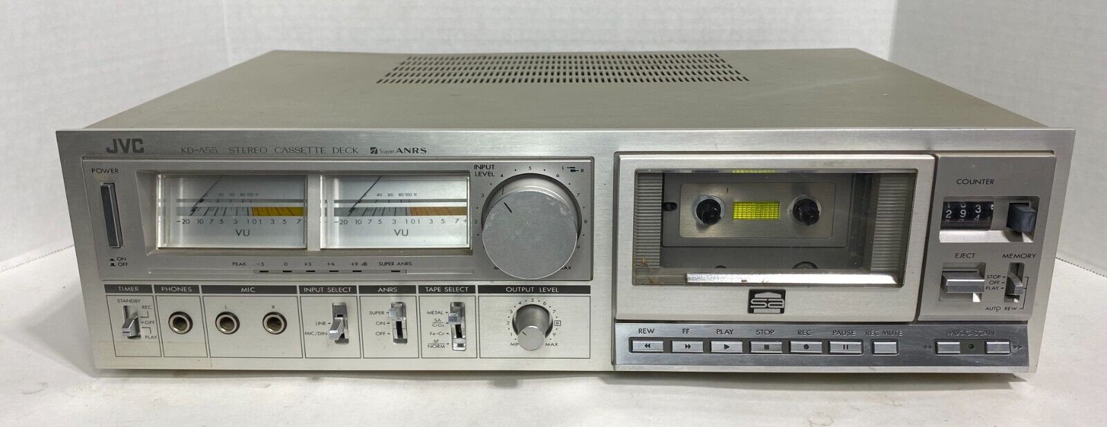 JVC KD-A55J Stereo Cassette Deck \'Super ANRS\', Silver - Vintage Japan