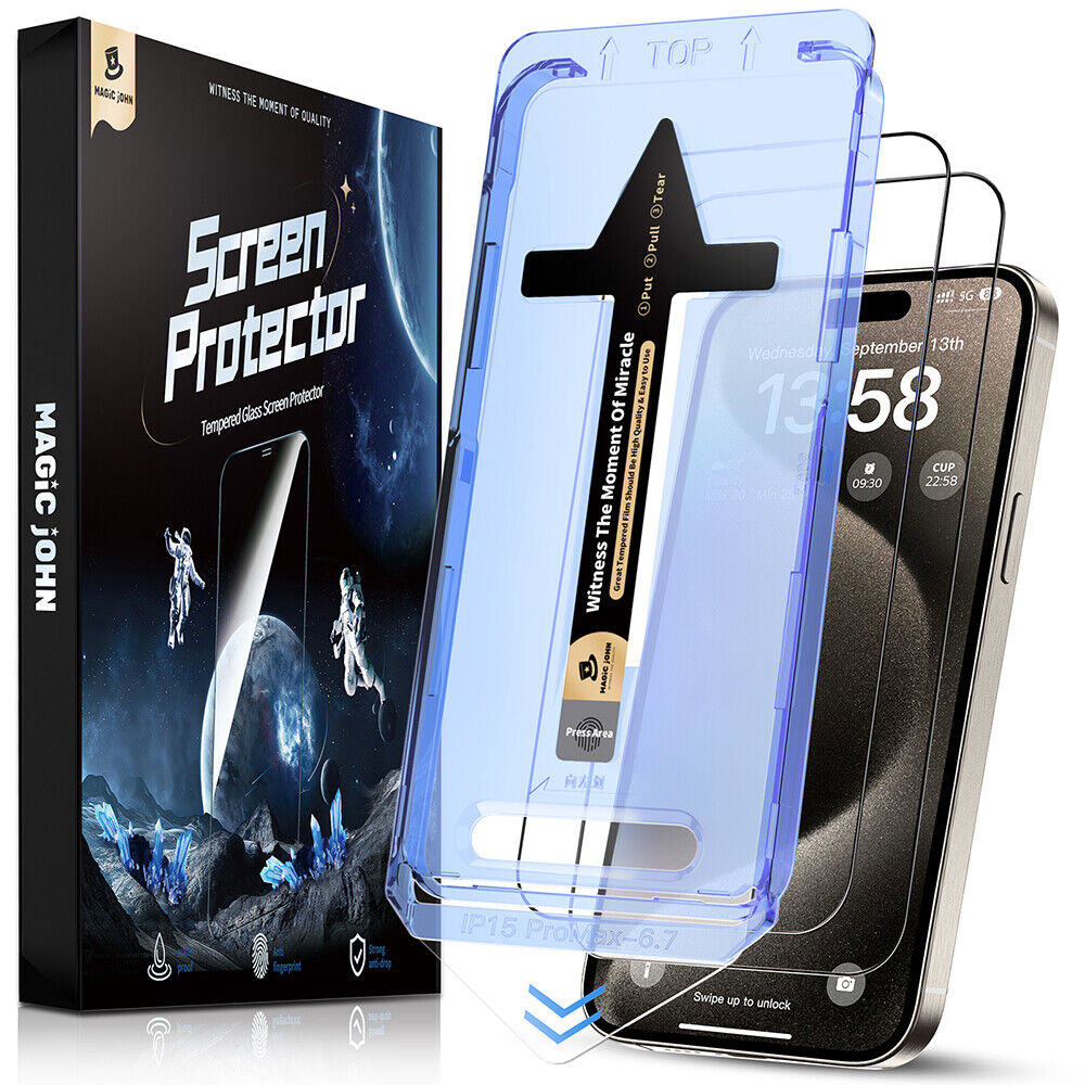 MAGIC JOHN Tempered Glass Screen Protector For iPhone15 14 13 12 11Pro Max XS XR
