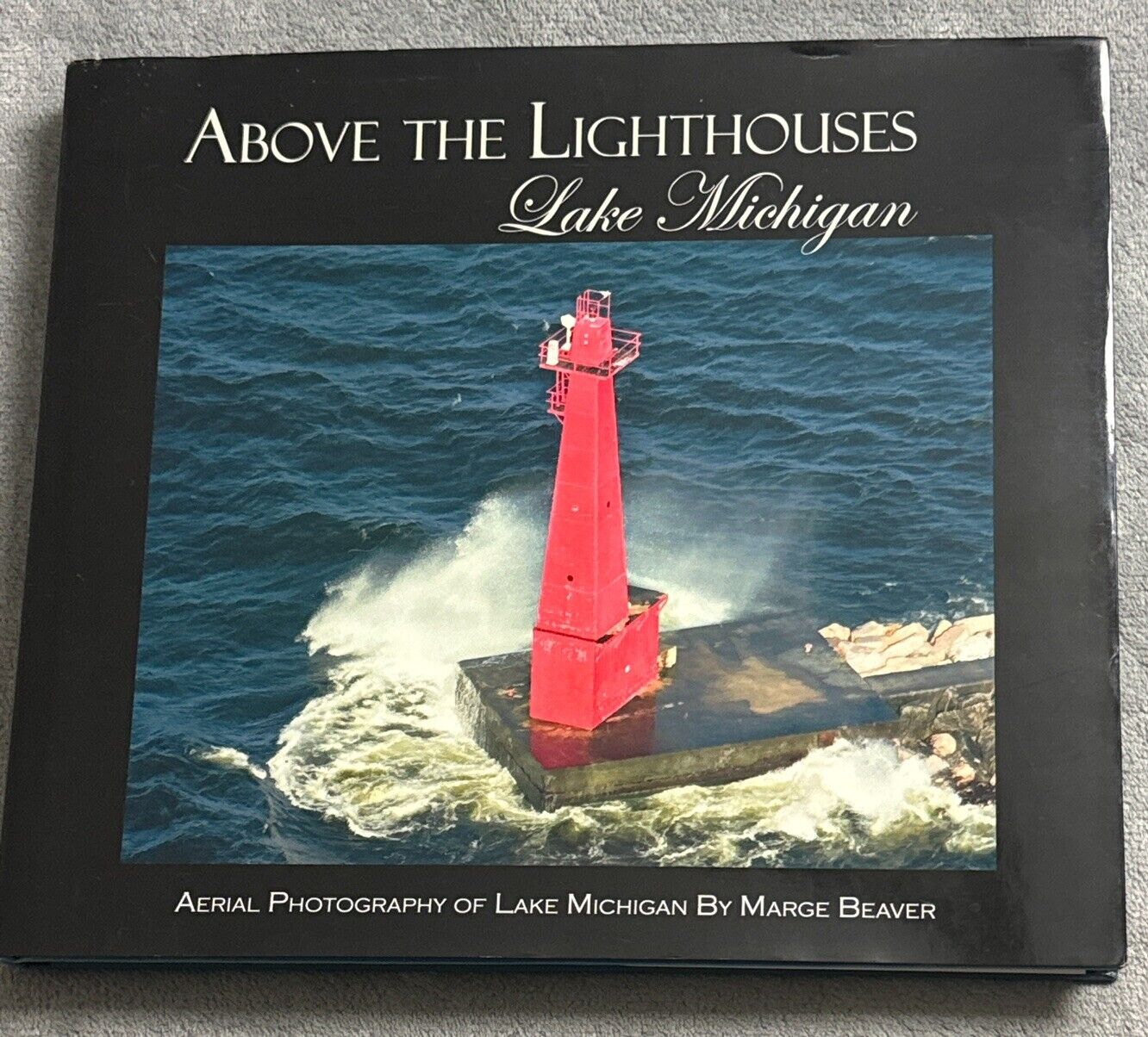 Above the Lighthouses - Lake Michigan Aerial Photography By Marge Beaver Signed