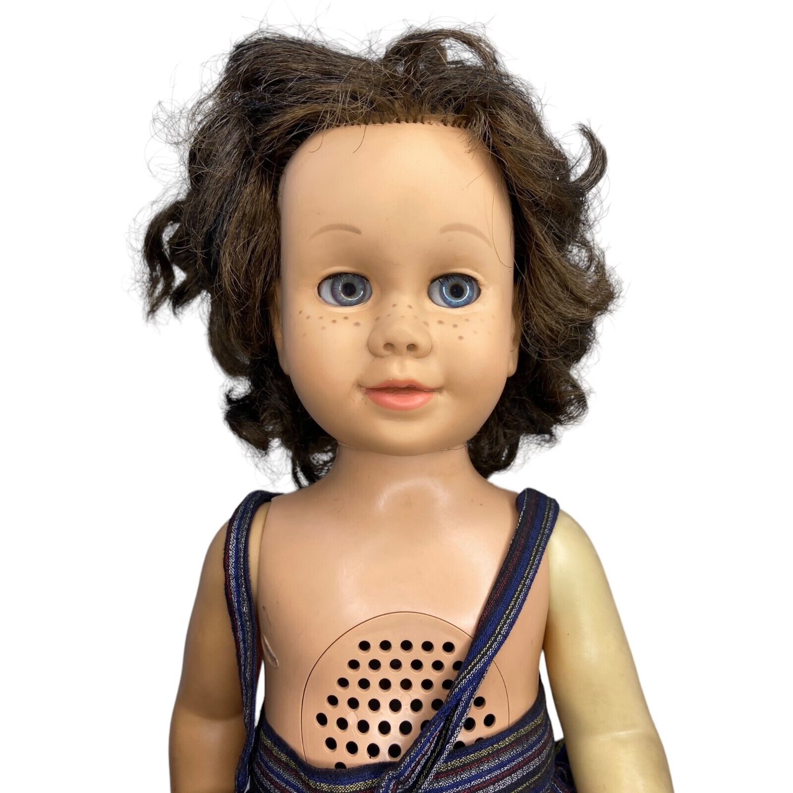 🍌 Chatty Cathy doll vintage, Soft face, Brunette Brown Hair With Blue Eyes