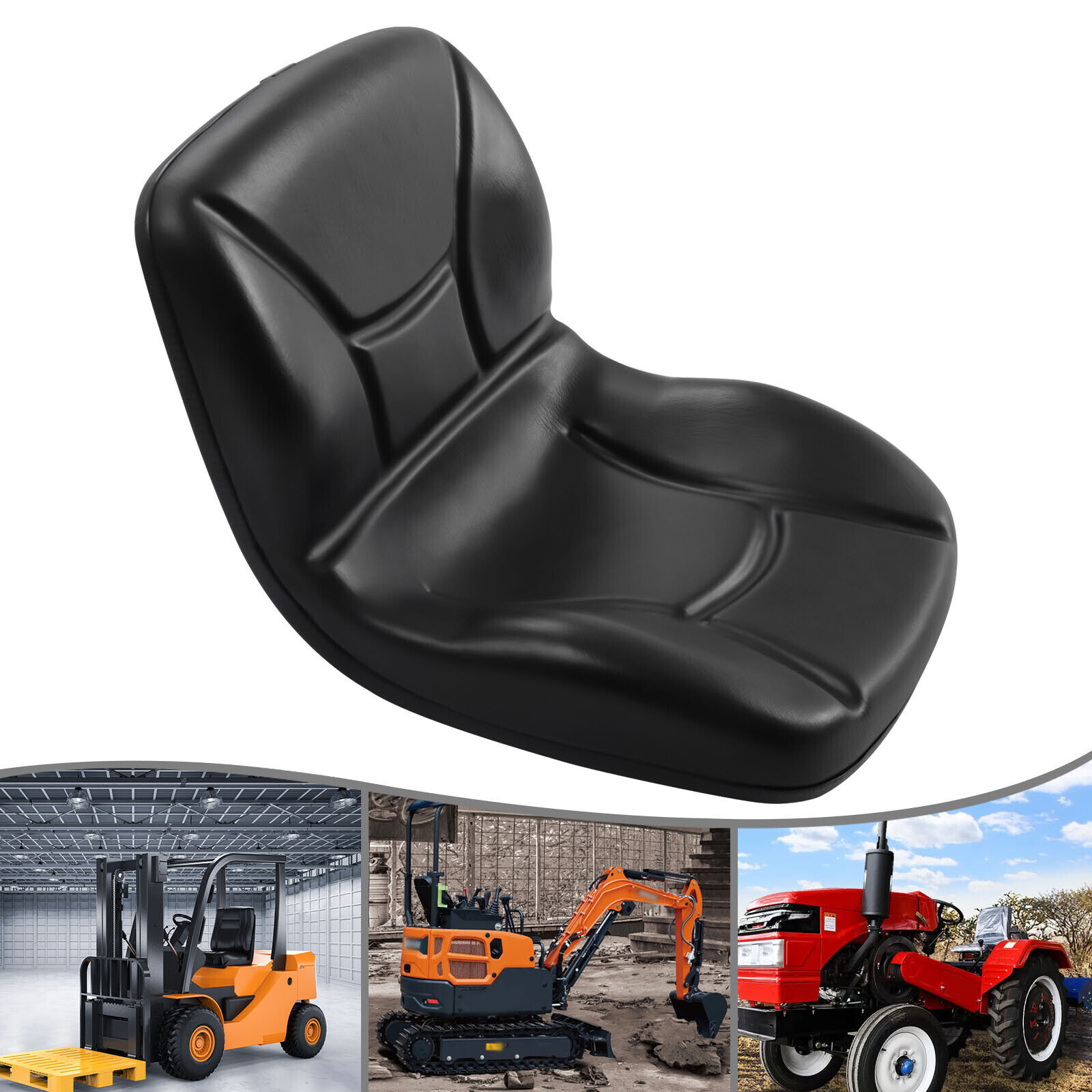 Universal High Back Compact Tractor Seat PVC Forklift Tractor Machinery Vehicle