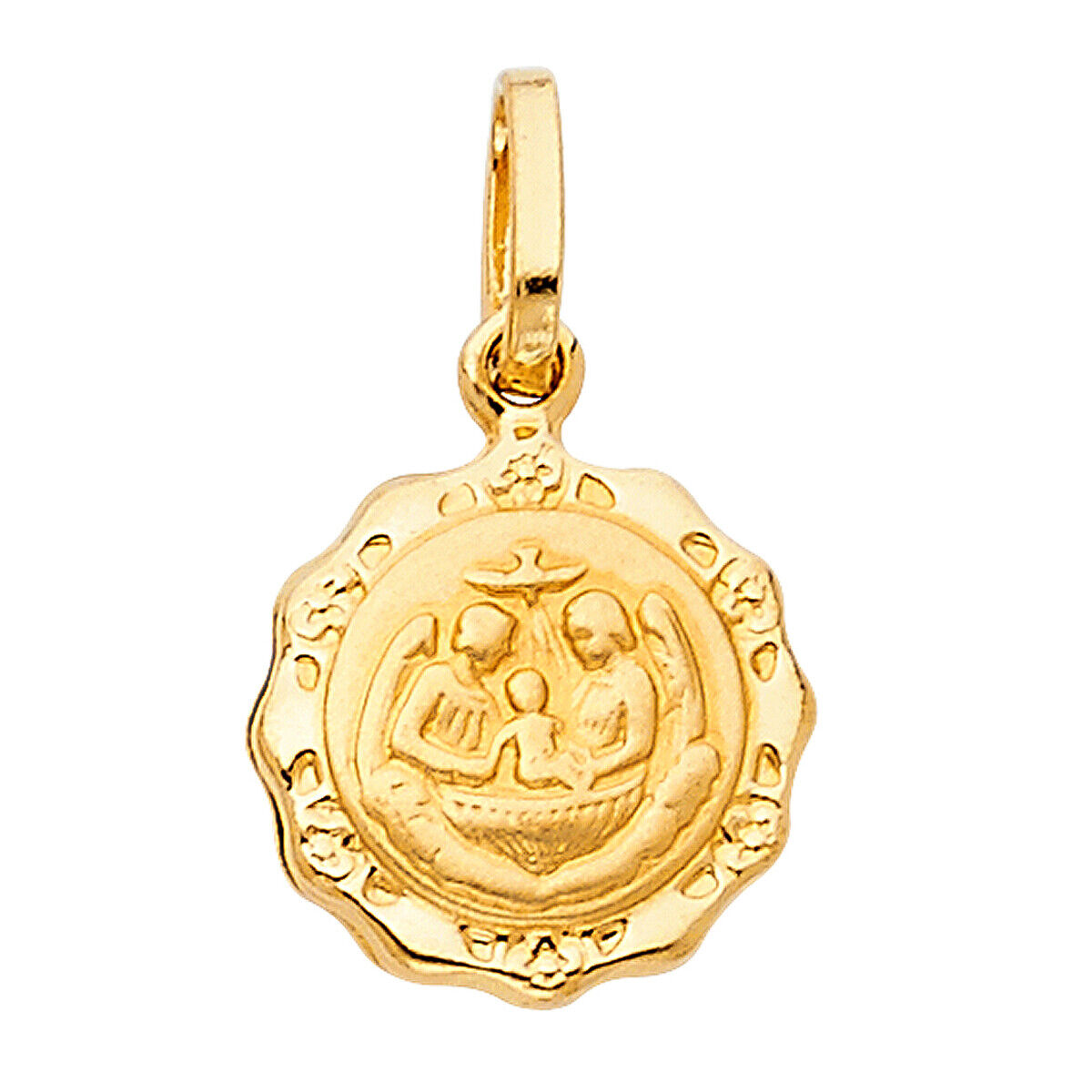 GOLD -14K Yellow Gold Baptism Religious Charm Pendant For Necklace or Chain