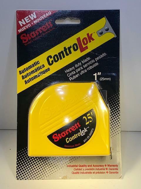 New OLD Stock 1996 Starrett USA MADE 25' Automatic ControLok Yellow Tape Measure