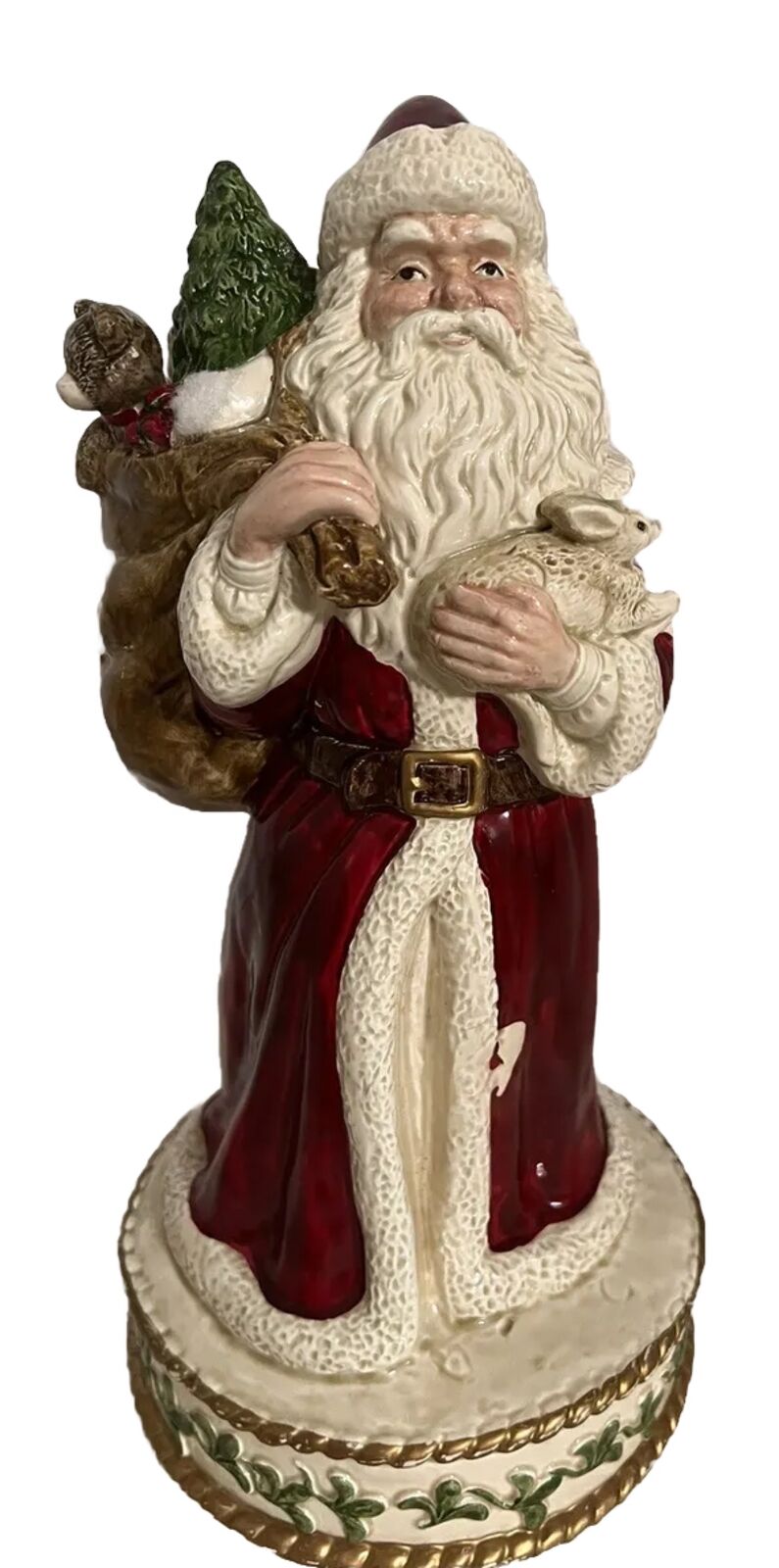 Vntg Otagiri Enesco”We Wish You A Merry Christmas”Ceramic Old World Santa Music